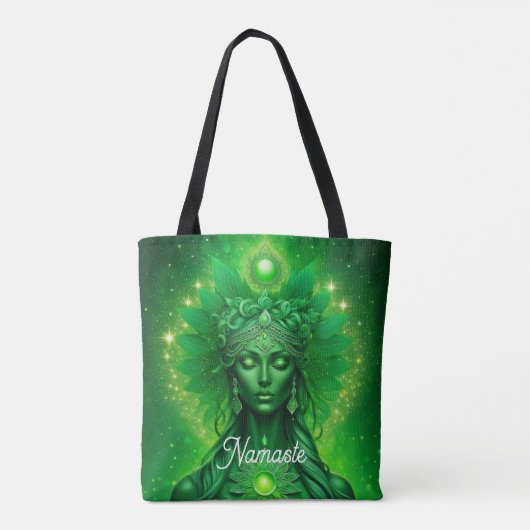 Namaste, Yoga, Meditatie, Vrede, Respect Tote Bag (Achterkant)