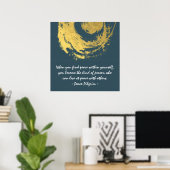 Namaste Yoga Meditation citeert Blue Gold ZEN Sign Poster (Thuiskantoor)
