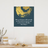 Namaste Yoga Meditation citeert Blue Gold ZEN Sign Poster (Keuken)