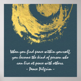 Namaste Yoga Meditation citeert Blue Gold ZEN Sign Poster