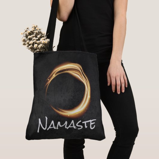 Namaste Yoga Meditation Instructor Black Gold ZEN Tote Bag (Dichtbij)