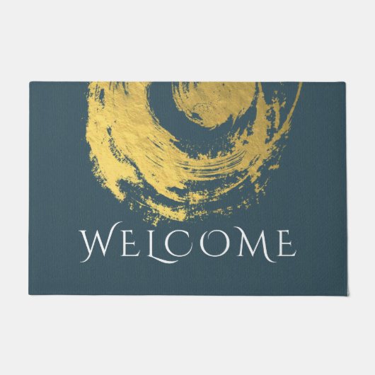 Namaste Yoga Meditation Instructor Blue Gold ZEN Deurmat (Voorkant)