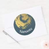 Namaste Yoga Meditation Instructor Blue Gold ZEN Ronde Sticker (Envelop)