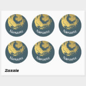 Namaste Yoga Meditation Instructor Blue Gold ZEN Ronde Sticker (Vel)