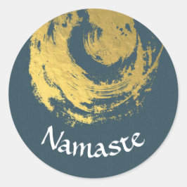 Namaste Yoga Meditation Instructor Blue Gold ZEN Ronde Sticker