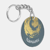 Namaste Yoga Meditation Instructor Blue Gold ZEN Sleutelhanger (Voorkant Links)