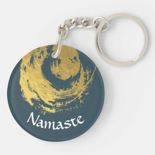Namaste Yoga Meditation Instructor Blue Gold ZEN Sleutelhanger (Achterkant)