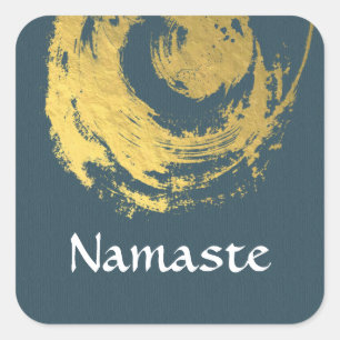 Namaste Yoga Meditation Instructor Blue Gold ZEN Vierkante Sticker