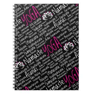 Namaste Yoga Pink Black Asanas Posities Notitieboek