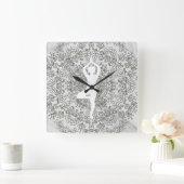 Namaste Yoga Pose | Mandala Pattern Vierkante Klok (Huis)