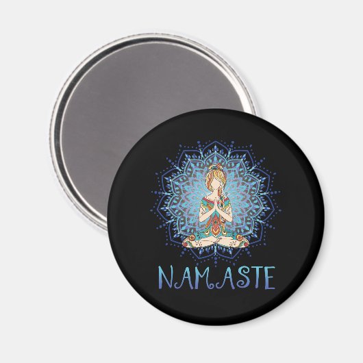 Namaste Yoga Pose met Chakra voor Yoga Lover min Magneet (Voorkant / Achterkant)