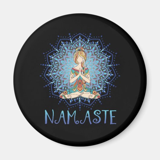 Namaste Yoga Pose met Chakra voor Yoga Lover min Magneet (Voorkant)