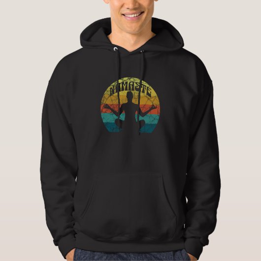 Namaste Yoga Pose Peace Meditate Zen Retro Sunset  Hoodie (Voorkant)