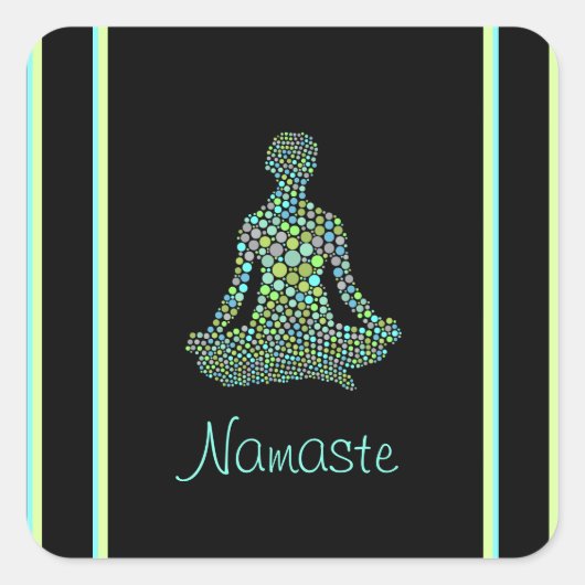 Namaste Yoga Pose Serene gepersonaliseerd Vierkante Sticker (Voorkant)