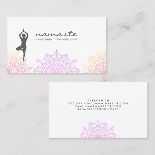 Namaste Yoga Pose Tribal Patroon Visitekaartje (Voorkant / Achterkant)