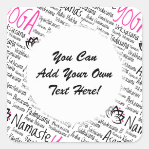Namaste Yoga Posities Asana Poses Sanskriet namen Vierkante Sticker