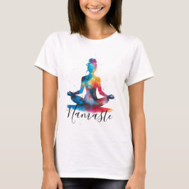 Namaste Yoga Silhouet | Kleurrijke meditatie T-shirt