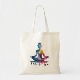 Namaste Yoga Silhouet   Kleurrijke meditatie Tote Bag