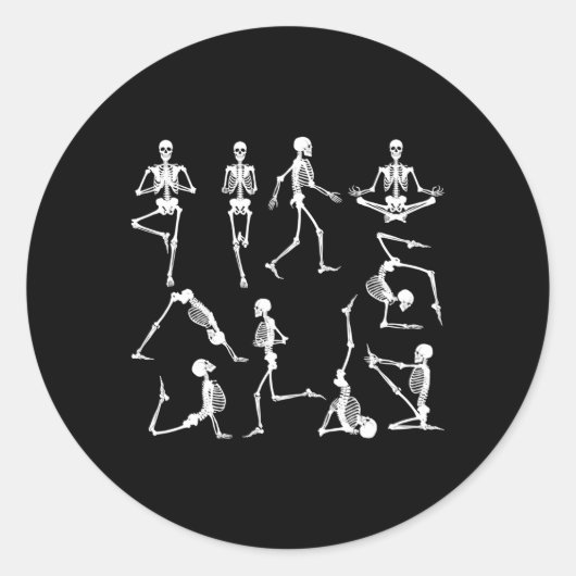 Namaste Yoga Skelet Halloween Namaste Skelet Ronde Sticker (Voorkant)