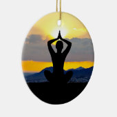 Namaste, Yoga Sunrise, kerstversiering Keramisch Ornament (Rechts)