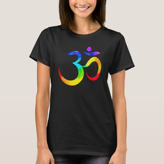 Namaste Yoga Symbol Rainbow T-shirt (Voorkant)
