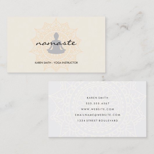 Namaste Yoga Tribal Patroon met lotushouding Visitekaartje (Voorkant / Achterkant)