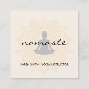 Namaste Yoga Tribal Pattern met lotuspositie Vierkante Visitekaartje