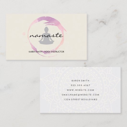 Namaste Yoga Tribal Pattern met lotuspositie Visitekaartje (Voorkant / Achterkant)