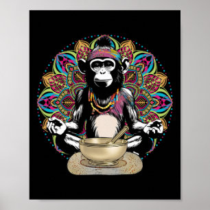Namaste Yoga Zen Grafische Hippie Aap Mediterend Poster