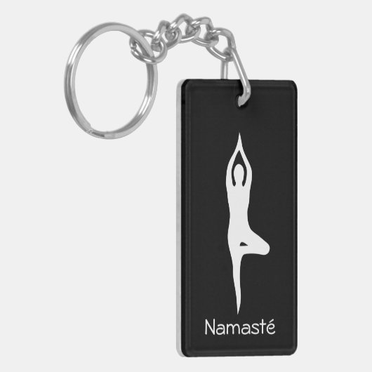 Namasté yogaboom pose silhouet aangepaste sleutelh sleutelhanger (Voorkant Links)