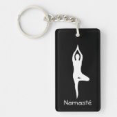 Namasté yogaboom pose silhouet aangepaste sleutelh sleutelhanger (Voorkant)