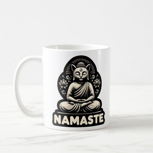 Namaste yogacat in een Boeddha pose Tri-Blend Shir Koffiemok (Links)