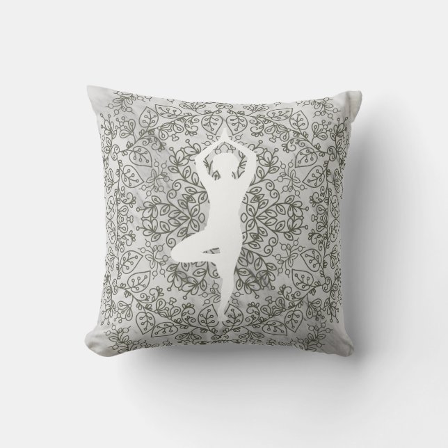 Namaste yogahouding | Mandala-patroon Kussen (Voorkant)
