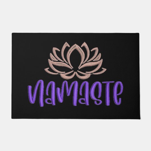 Namaste Zen Yoga Lotus Meditation Paars Black Deurmat (Voorkant)