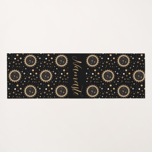 Namaste Zon Maan Sterren Boho Celestial Yogamat (Achterkant (horizontaal))