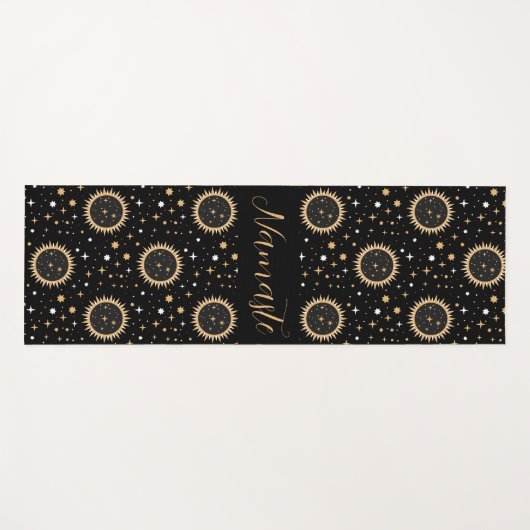 Namaste Zon Maan Sterren Boho Celestial Yogamat (Voorkant (horizontaal))