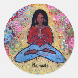 Namaste Zwart Haired Yoga Meisje Sticker
