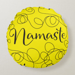 NAMASTE zwart naadloos patroon met LIJNEN Rond Kussen