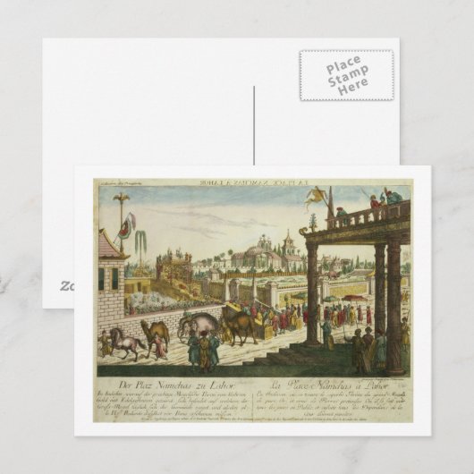 Namchas Place in Lahore, die de gouden troon toont Briefkaart (Voorkant / Achterkant)