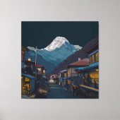 Namche Bazaar Everest Nachtbeeld Kunstwerk Canvas Afdruk (Voorkant)