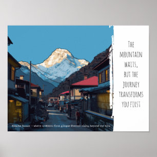 Namche Bazaar Everest Zonsopgang Avontuur Motivati Poster