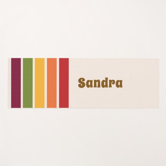 Name, 70s Retro Colors Stripe Panels Yogamat (Voorkant (horizontaal))