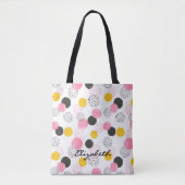 Name, Abstract Pattern Pink Black Gold Circles Tote Bag (Voorkant)