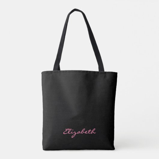 Name, Abstract Pattern Pink Black Gold Circles Tote Bag (Achterkant)
