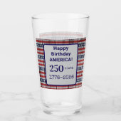 Name America 1776-2026 Red Stripes Blue Stars Pint Glas (Voorkant)