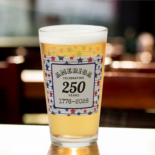 Name, America Celebrating 250 years 1776-2026 Pint Glas