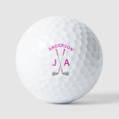 Name And Initials Monogrammed Pink Golfballen (Voorkant)