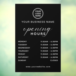 Name and Logo Business Opening Hours Modern Raamsticker