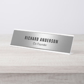 Name and Title Modern Silver Professional Bureau Naambordje