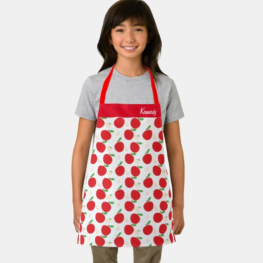 Name Apple Fruit Red White Food Pattern Schort (Insitu)